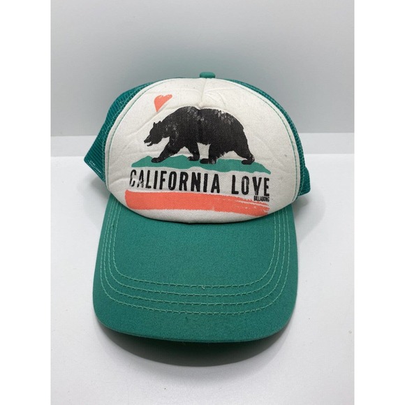 Billabong California Love Padded Mesh Trucker Hat Baseball Cap Green SnapBack - Picture 1 of 8